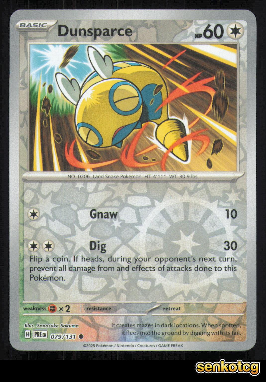 🎴 Dunsparce 079/131 Reverse Holo Prismatic Evolutions NM 🎨 Sakuma