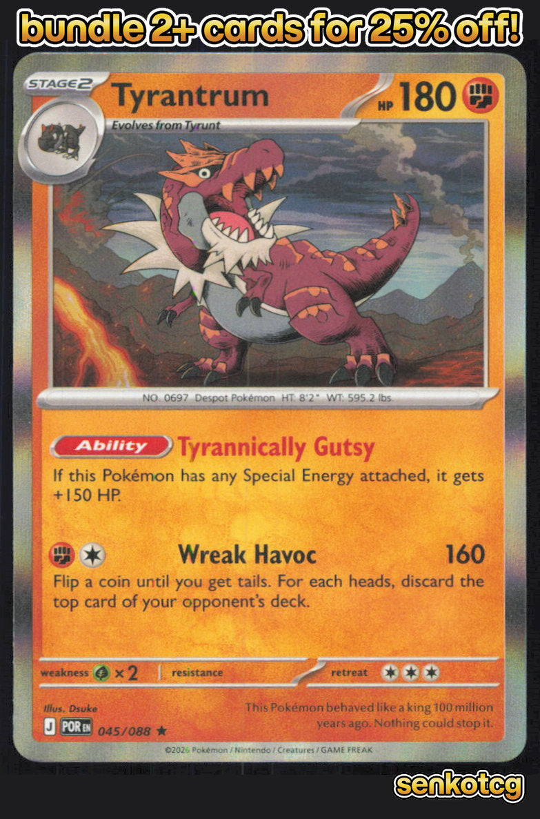 🎴 Tyrantrum 045/088 Rare Holo Perfect Order NM