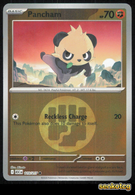 🎴 Pancham (Energy Symbol Pattern) 115/217 Reverse Holo Ascended Heroes NM