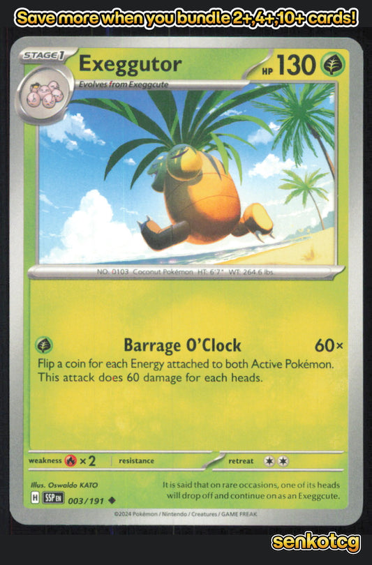 🎴 Exeggutor 003/191 Uncommon Surging Sparks NM 🎨 KATO