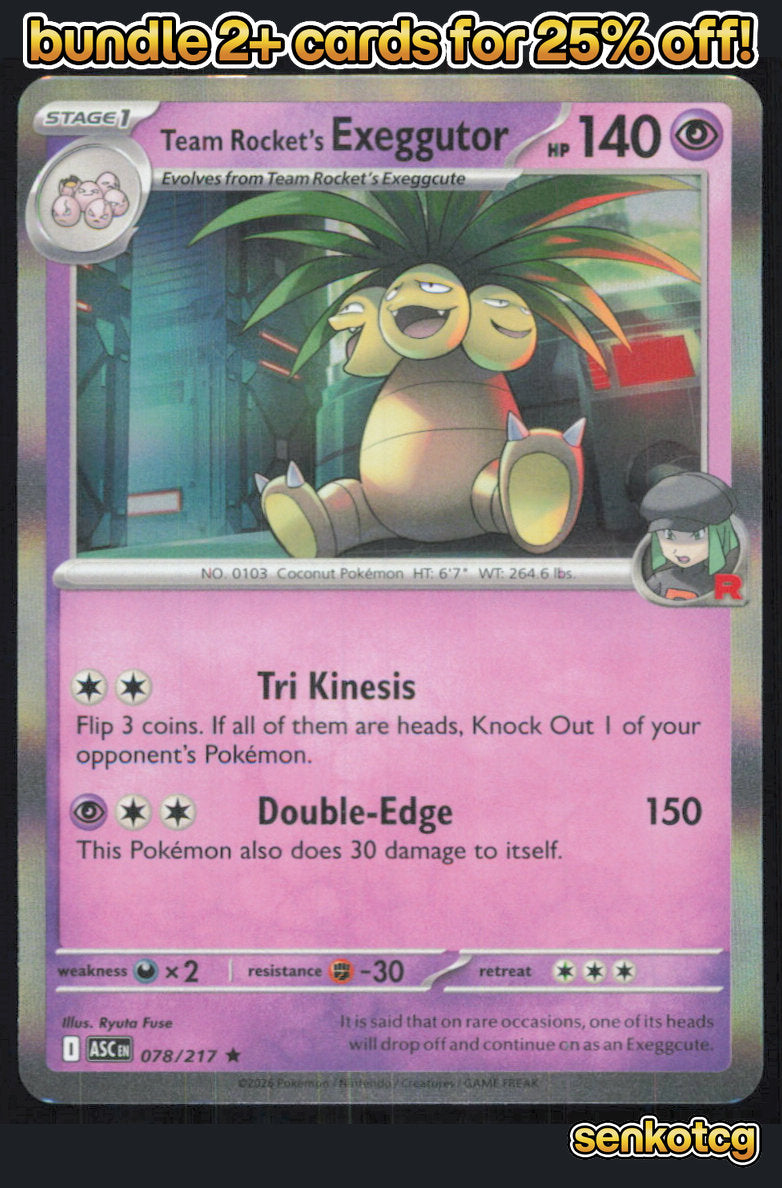 🎴 Team Rocket's exeggutor 078/217 Rare Ascended Heroes NM