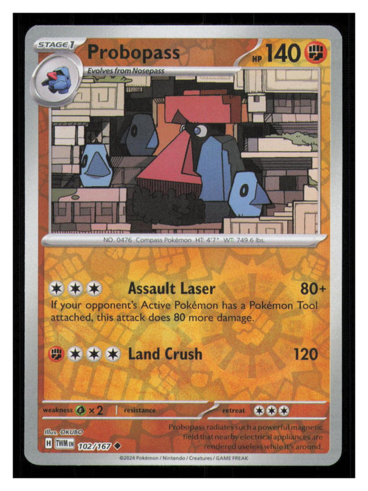 🎴 Probopass 102/167 Reverse Holo Twilight Masquerade NM 🎨 OKUBO