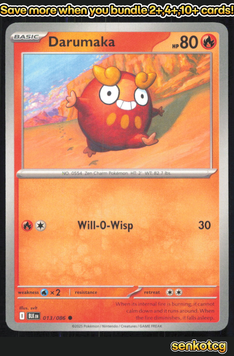 🎴 Darumaka 013/086 Common Black Bolt NM 🎨 svlt