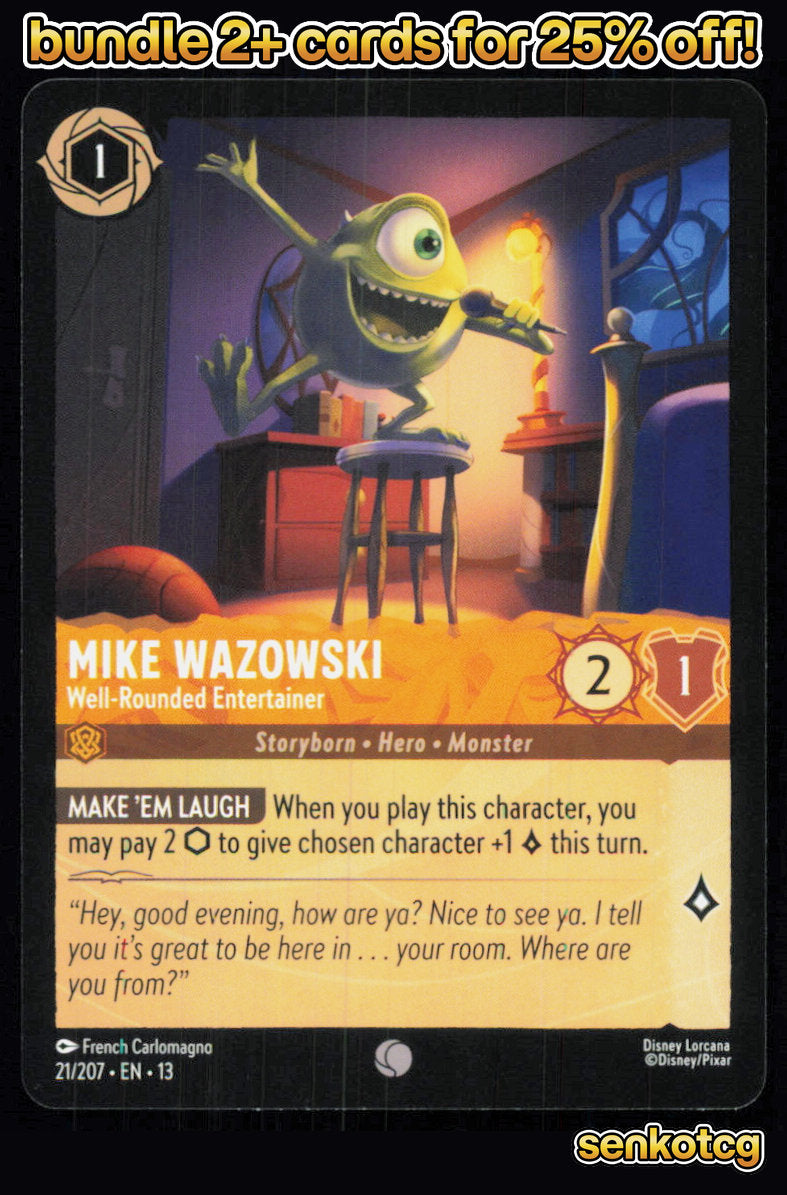 🎴 Mike Wazowski - Well-Rounded Entertainer 21/207 Common Attack of the Vine! NM