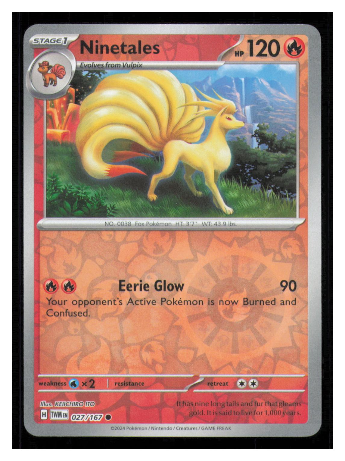 🎴 Ninetales 027/167 Reverse Holo Twilight Masquerade NM 🎨 ITO