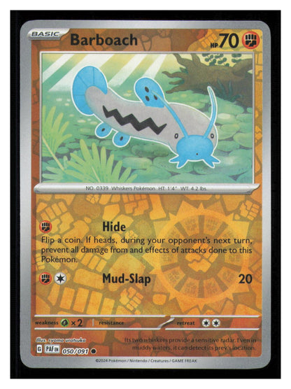 🎴 Barboach 050/091 Reverse Holo Paldean Fates Pokemon NM
