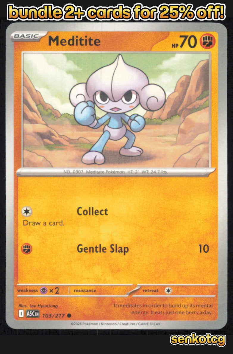 🎴 Meditite 103/217 Common Ascended Heroes NM 🎨
