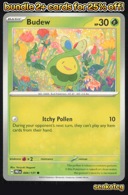 🎴 Budew 004/131 Common Prismatic Evolutions NM 🎨 Ikegami