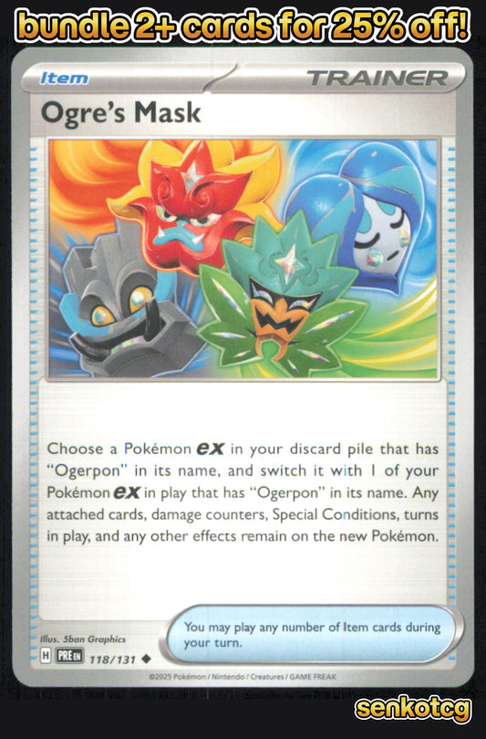 🎴 Ogre's Mask 118/131 Uncommon Prismatic Evolutions NM 🎨 Graphics