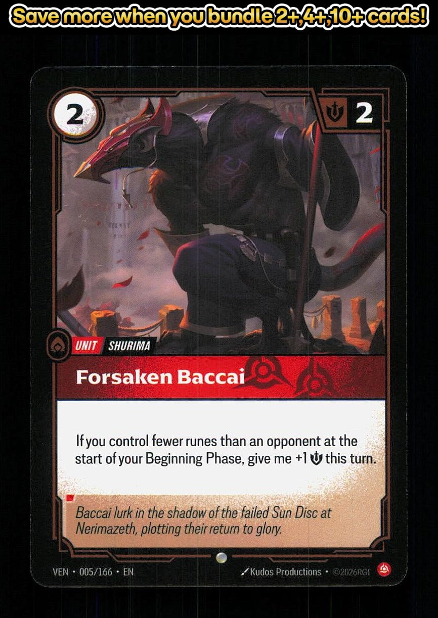 🎴 Forsaken Baccai 005/166 Common Vendetta NM 🎨 Productions