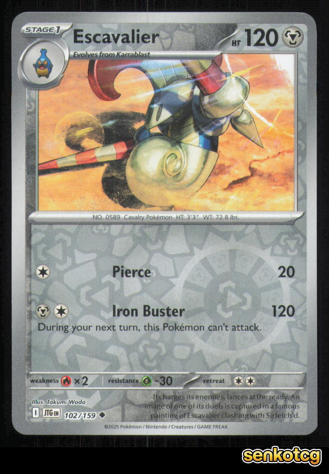 🎴 Escavalier 102/159 Reverse Holo Journey Together NM 🎨 Wada