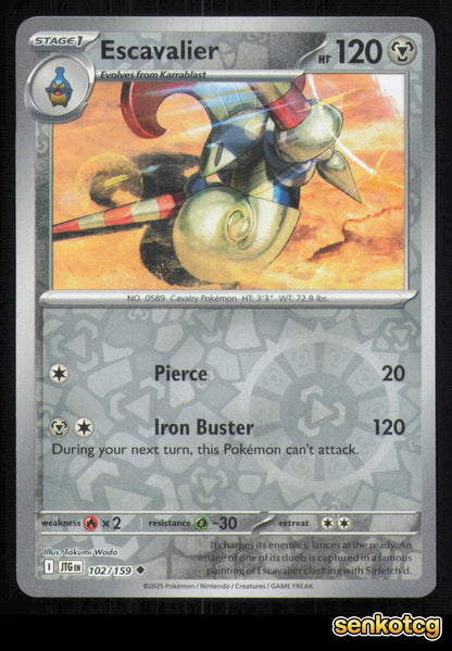 🎴 Escavalier 102/159 Reverse Holo Journey Together NM 🎨 Wada