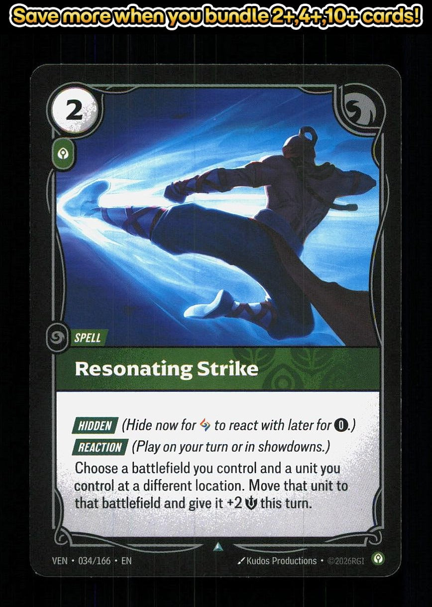 🎴 Resonating Strike 034/166 Uncommon Vendetta NM 🎨 Productions