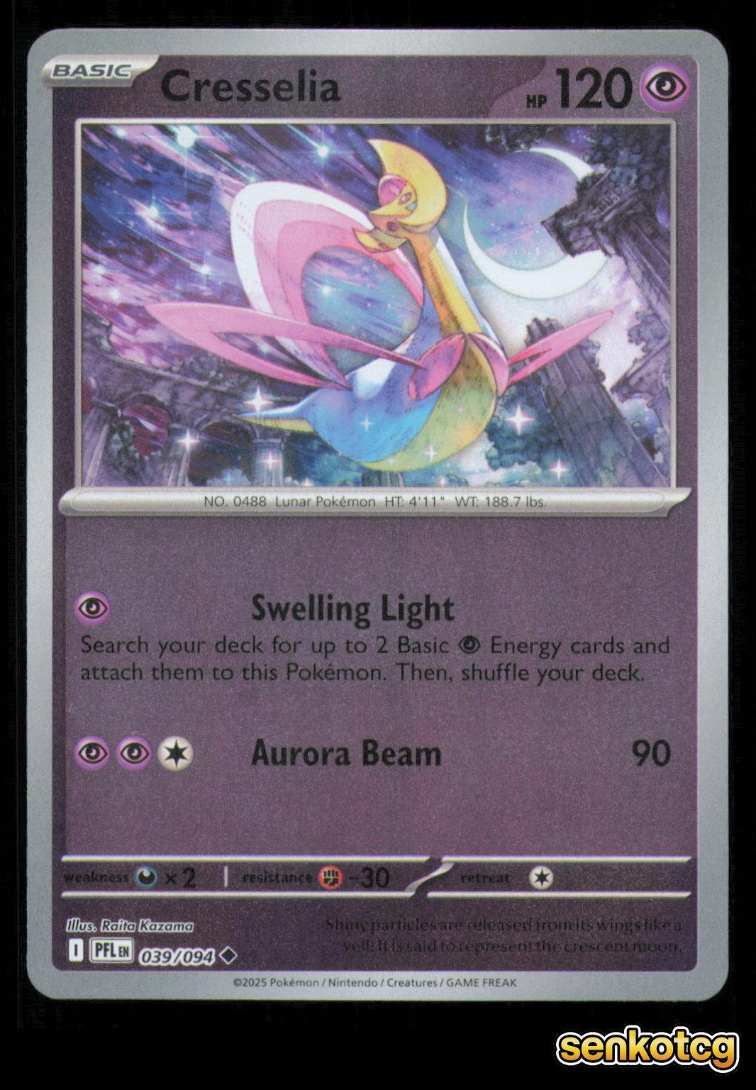 🎴 Cresselia 039/094 Reverse Holo Phantasmal Flames NM 🎨 Kazama