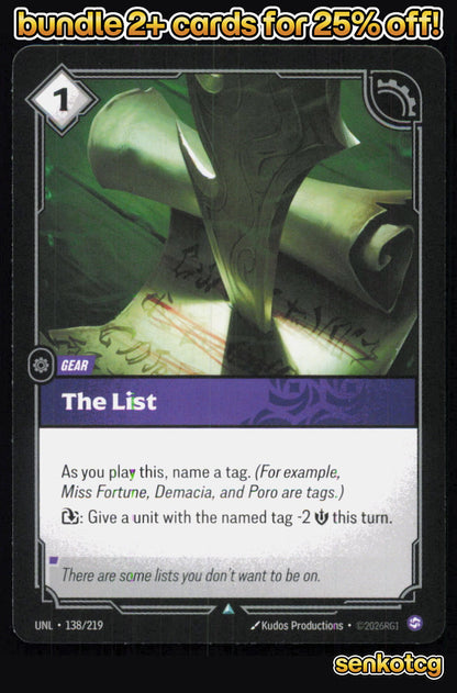 🎴 The List 138/219 Uncommon Unleashed NM