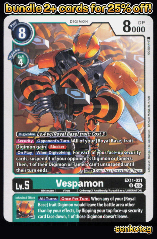 🎴 Vespamon EX11-031 U Uncommon Dawn of Liberator NM