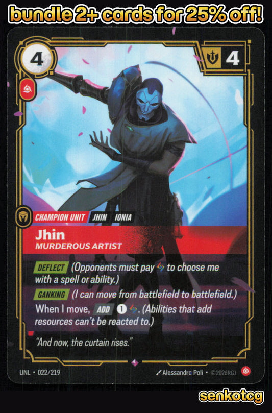 🎴 Jhin - Murderous Artist 022/219 Rare Foil Unleashed NM