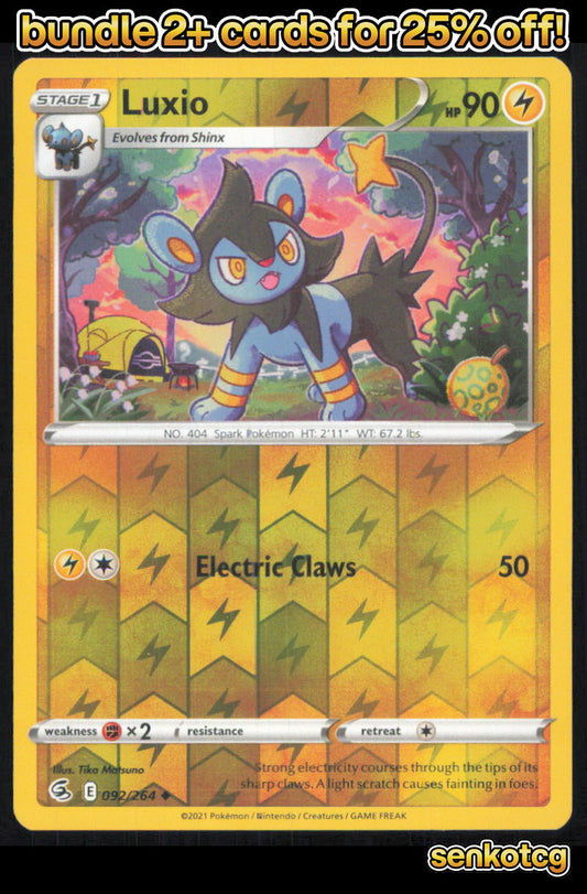 🎴 Luxio 092/264 Uncommon Reverse Holo Fusion Strike NM
