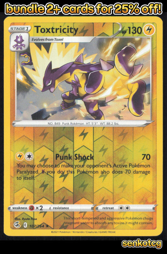 🎴 Toxtricity 107/264 Rare Reverse Holo Fusion Strike NM