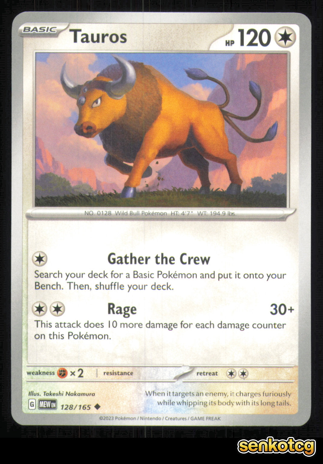 🎴 Tauros 128/165 151 NM 🎨 Nakamura