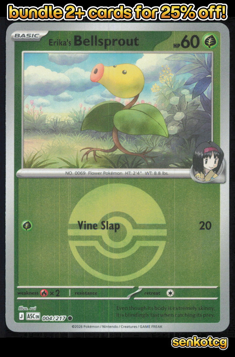 🎴 Erika's Bellsprout (Poke Ball) 004/217 Reverse Holo ASC Ascended Heroes NM