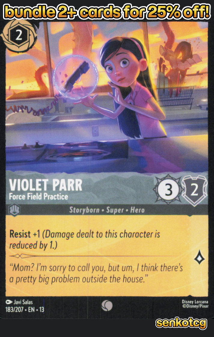 🎴 Violet Parr - Force Field Practice 183/204 Common Attack of the Vine! NM