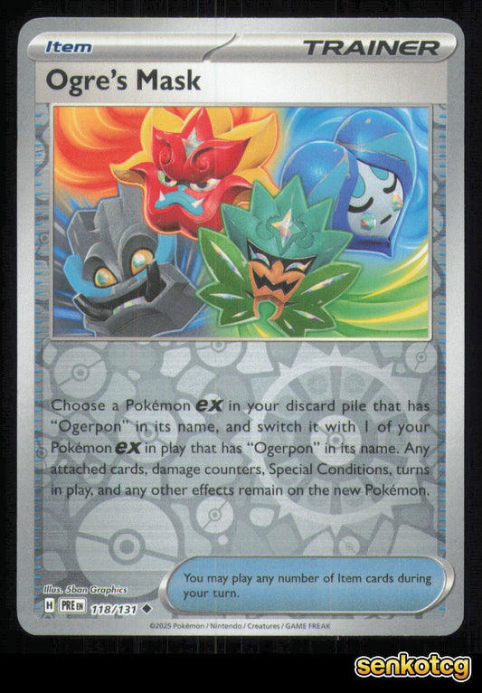 🎴 Ogre's Mask 118/131 Reverse Holo Prismatic Evolutions NM 🎨 Graphics