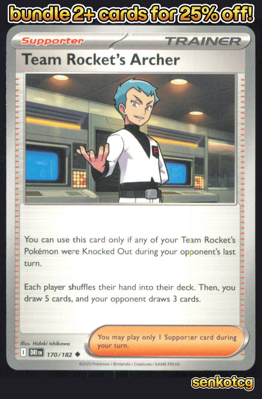 🎴 Team Rocket's Archer 170/182 Uncommon Destined Rivals NM