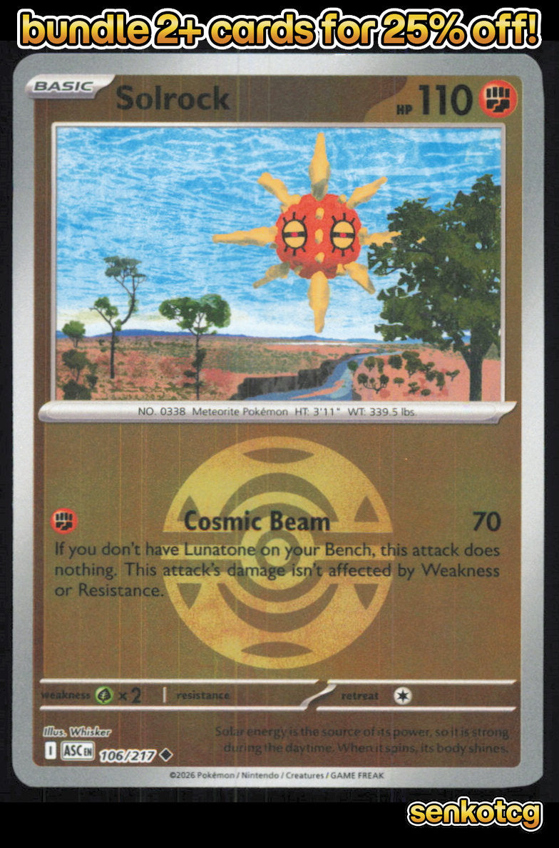 🎴 Solrock (Dusk Ball) 106/217 Uncommon Reverse Holo ASC Ascended Heroes NM