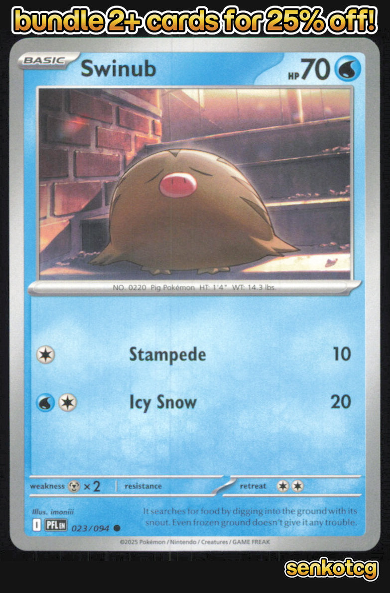 🎴 Swinub 023/094 Common Phantasmal Flames NM