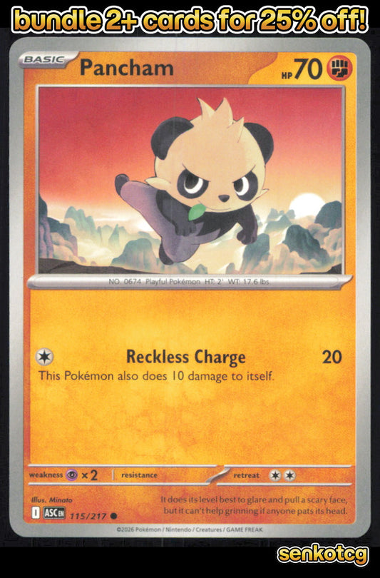 🎴 Pancham 115/217 Common ASC Ascended Heroes NM