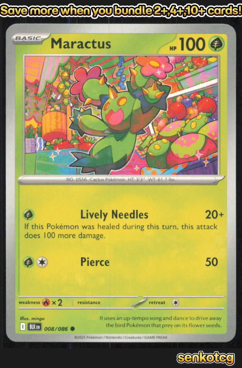 🎴 Maractus 008/086 Common Black Bolt NM 🎨 mingo