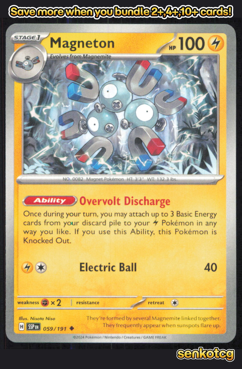🎴 Magneton 059/191 Uncommon Surging Sparks NM 🎨 Niso