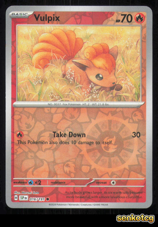 🎴 Vulpix 016/191 Reverse Holo Surging Sparks NM 🎨 Sato