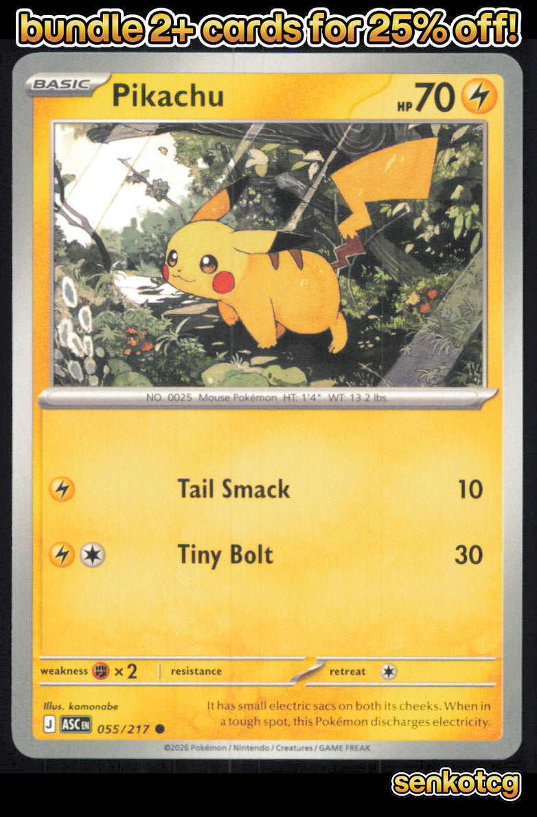 🎴 Pikachu 055/217 Common ASC Ascended Heroes NM