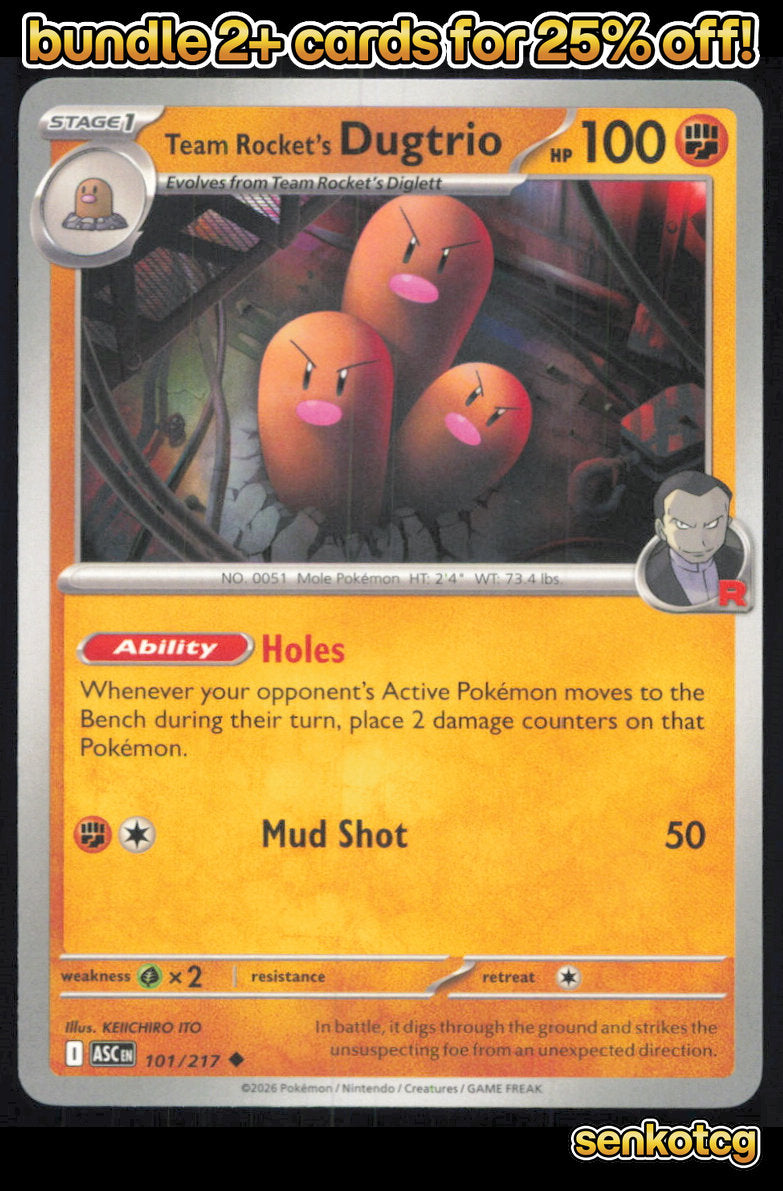 🎴 Team Rocket's Dugtrio 101/217 Uncommon ASC Ascended Heroes NM