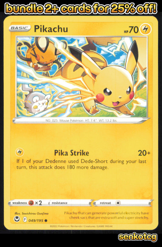 🎴 Pikachu 049/195 Common Silver Tempest NM