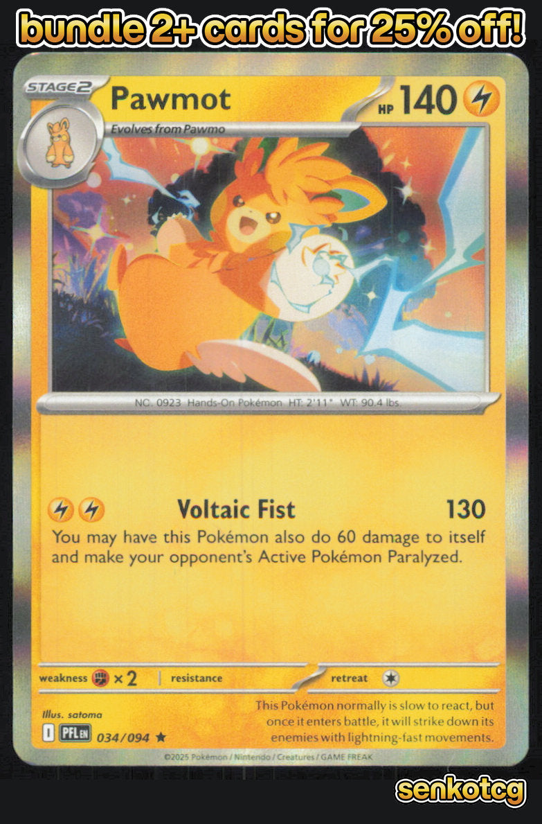 🎴 Pawmot 034/094 Rare Holo Phantasmal Flames NM