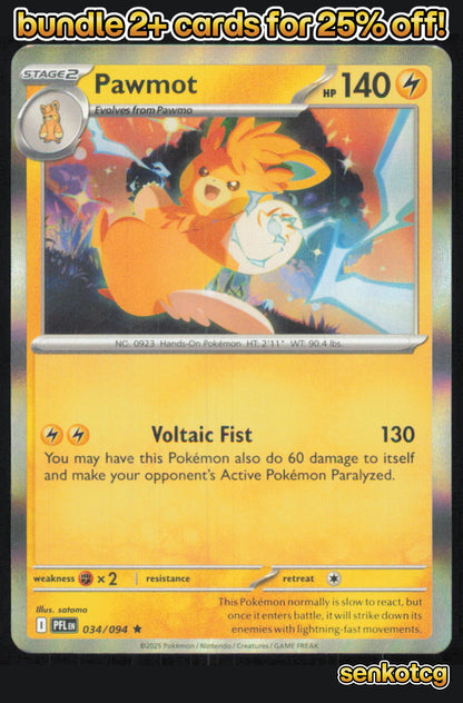 🎴 Pawmot 034/094 Rare Holo Phantasmal Flames NM