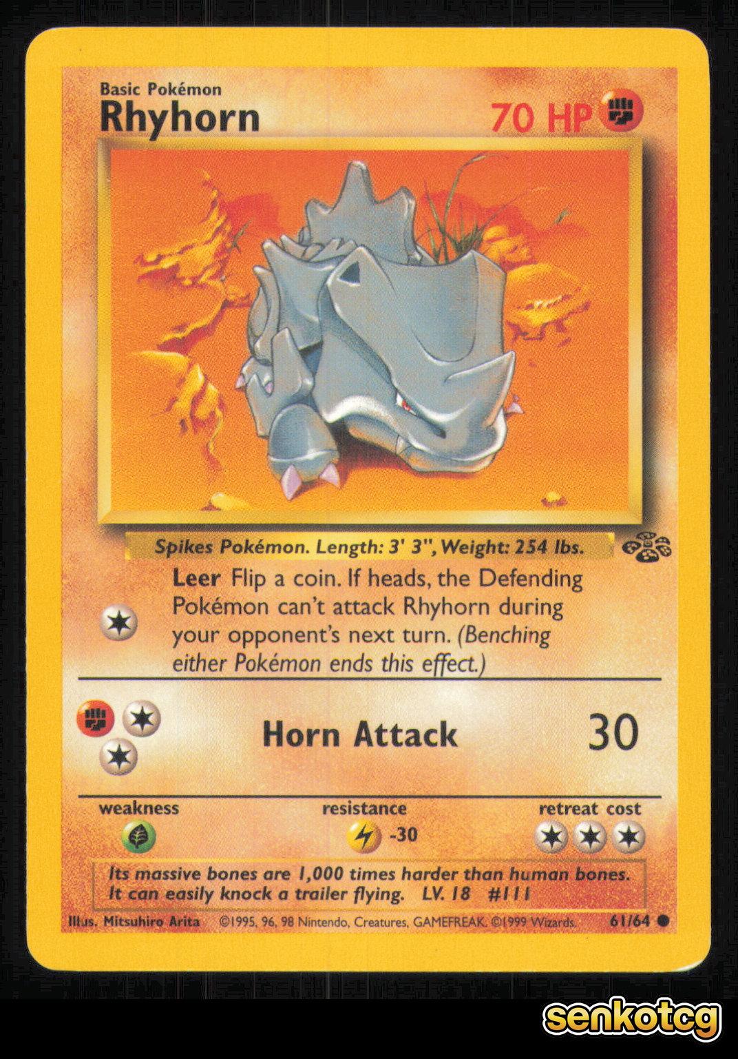 🎴 Rhyhorn 90/130 Base Set 2 NM 🎨 Arita