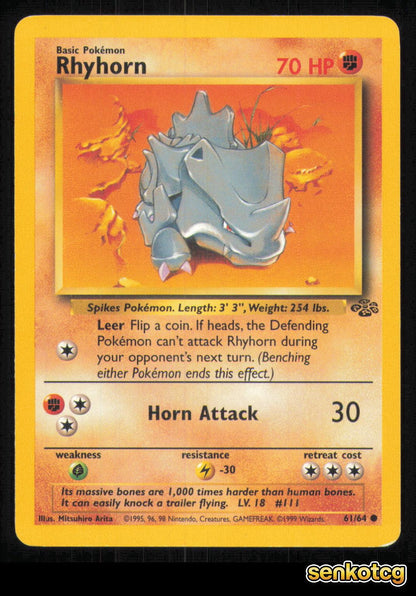 🎴 Rhyhorn 90/130 Base Set 2 NM 🎨 Arita