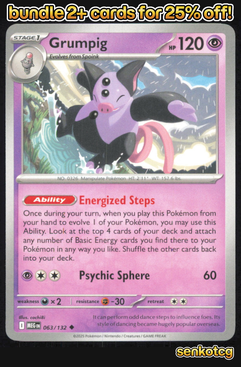 🎴 Grumpig 063/132 Uncommon Mega Evolution NM
