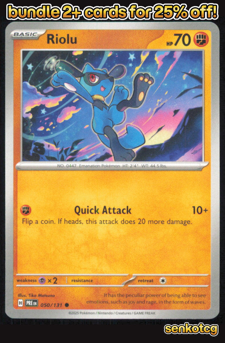 🎴 Riolu 050/131 Common Prismatic Evolutions NM 🎨 Matsuno
