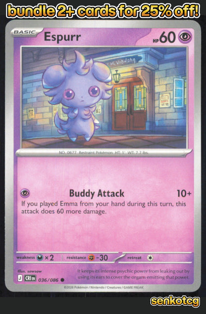 🎴 Espurr 036/086 Common Chaos Rising NM 🎨 sowsow