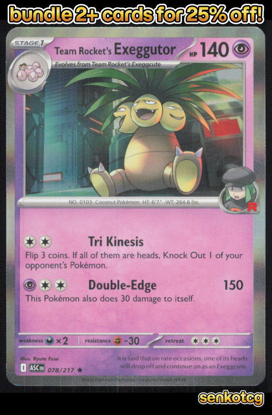 🎴 Team Rocket's exeggutor 078/217 Rare Holo ASC Ascended Heroes NM
