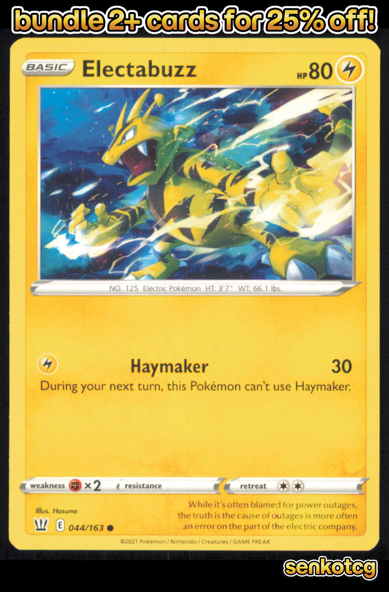 🎴 Electabuzz 044/163 Common Battle Styles NM