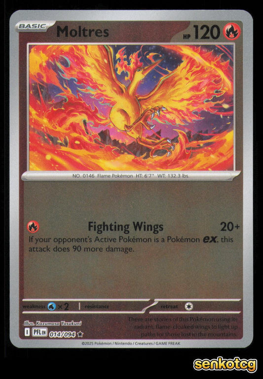 🎴 Moltres 014/094 Rare Reverse Holo Phantasmal Flames NM