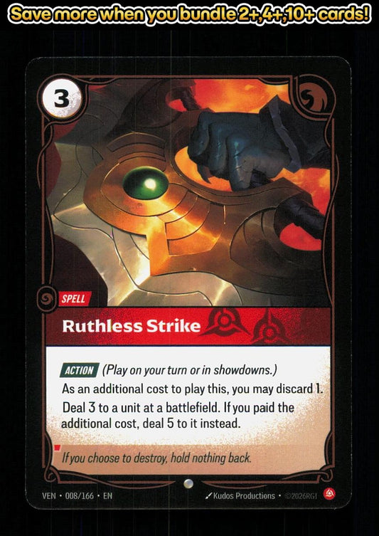 🎴 Ruthless Strike 008/166 Common Vendetta NM 🎨 Productions