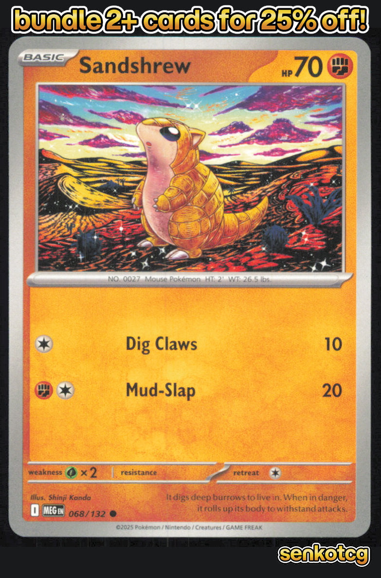 🎴 Sandshrew 068/132 Common Mega Evolution NM