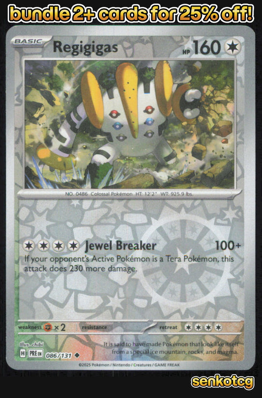 🎴 Regigigas 086/131 Uncommon Reverse Holo Prismatic Evolutions NM 🎨 chibi